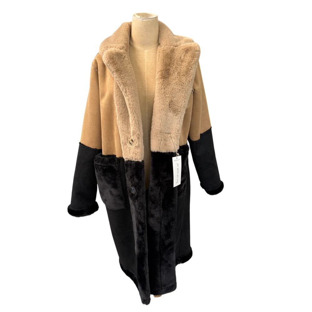 NWT!! "APRICOTS" Faux Fur Reversible‎ Coat SZ 8 MSRP-198.00 Very Soft Winter